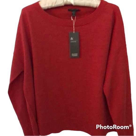 Eileen Fisher Sweaters - Eileen Fisher women’s red sweater lightweight organic merino wool long sleeve